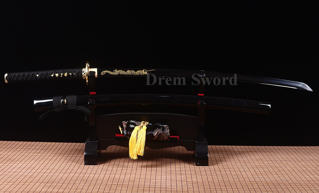 HANDMADE JAPANESE SAMURAI kATANA SWORD 9260 SPRING STEEL FULL TANG BATTLE SHARP Shinogi-Zukuri Black