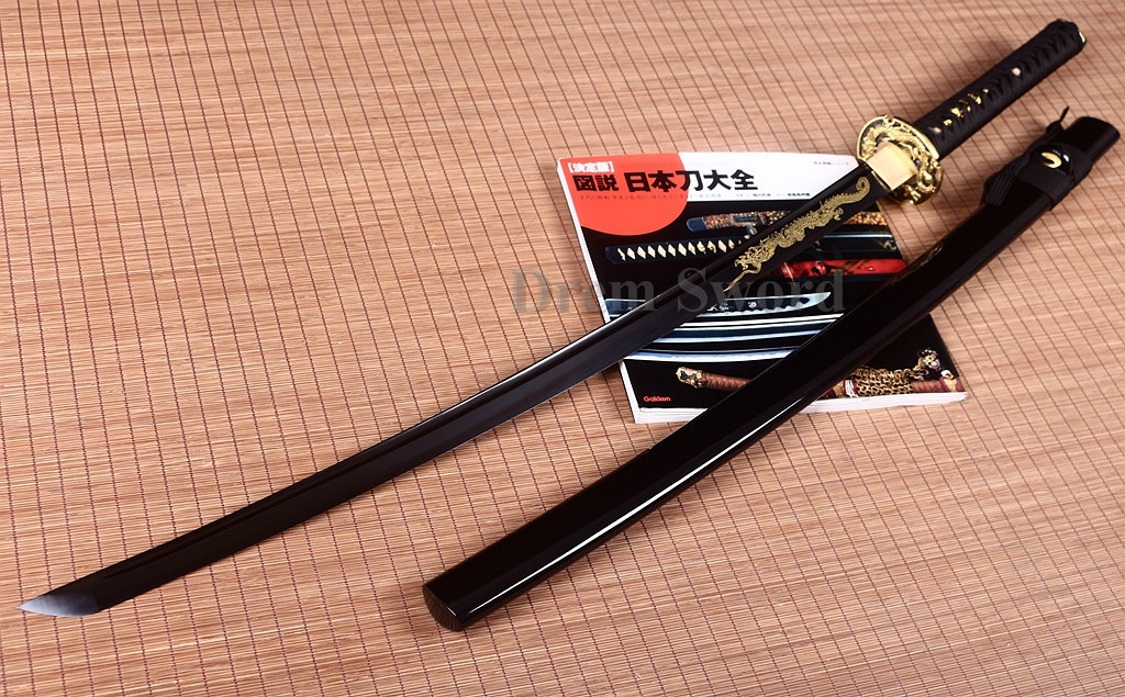 HANDMADE JAPANESE SAMURAI kATANA SWORD 9260 SPRING STEEL FULL TANG BATTLE SHARP Shinogi-Zukuri Black