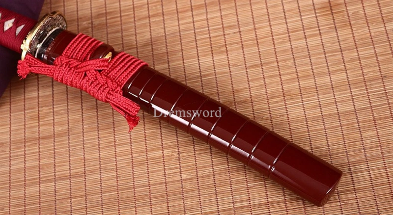 18.9" Handmade 9260 Spring Steel Tanto Japanese Short Sword Battle Ready Sharp Shinogi-Zukuri Red Sword