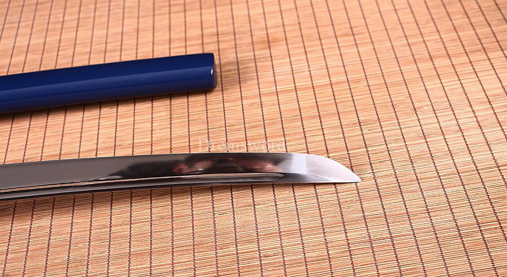 Handmade 9260 Spring Steel Wakizashi Japanese Samurai Sword Sharp Battle Ready Shinogi-Zukuri Blue