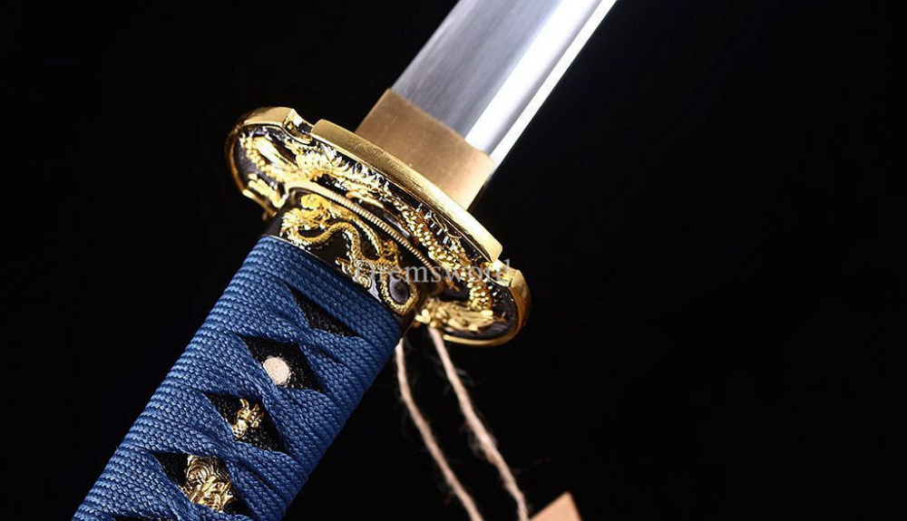 Handmade 9260 Spring Steel Wakizashi Japanese Samurai Sword Sharp Battle Ready Shinogi-Zukuri Blue