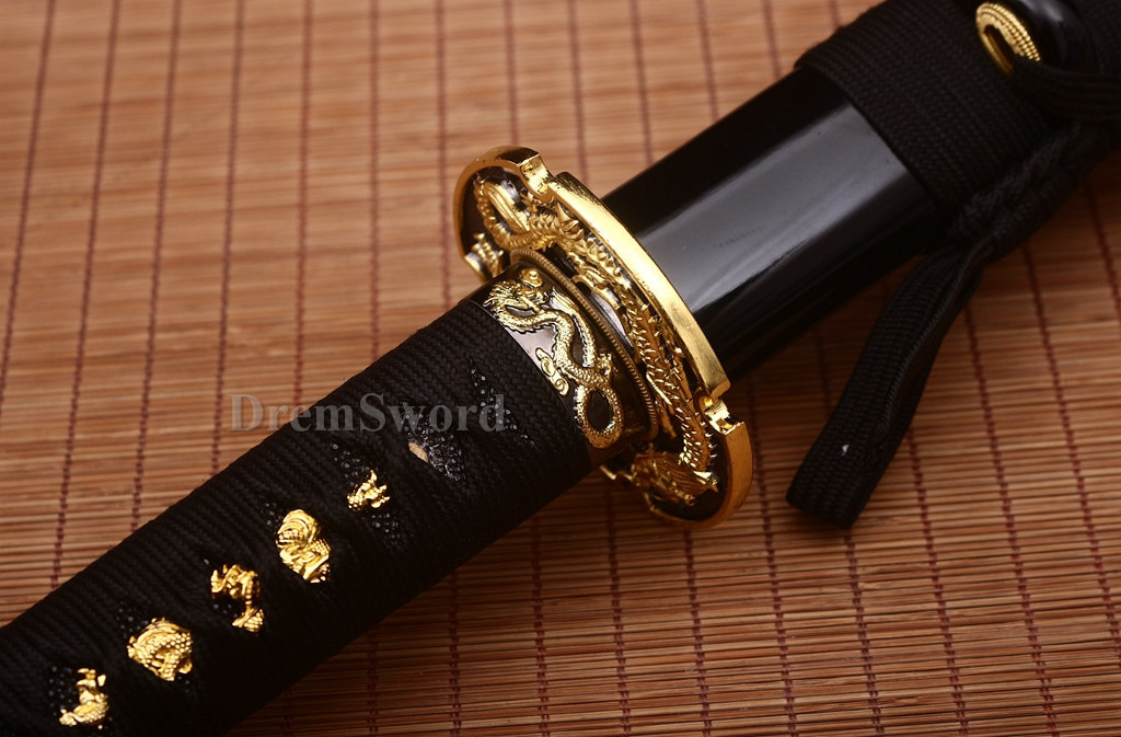 HANDMADE JAPANESE SAMURAI kATANA SWORD 9260 SPRING STEEL FULL TANG BATTLE SHARP Shinogi-Zukuri Black