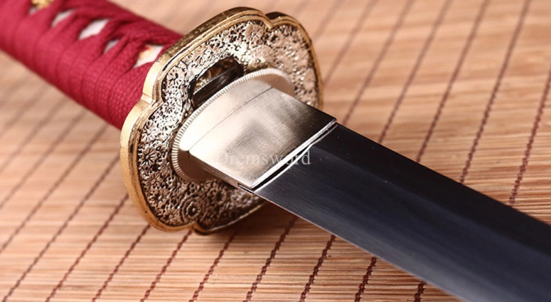 18.9" Handmade 9260 Spring Steel Tanto Japanese Short Sword Battle Ready Sharp Shinogi-Zukuri Red Sword