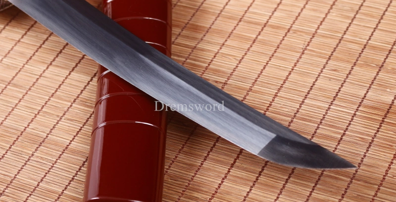 18.9" Handmade 9260 Spring Steel Tanto Japanese Short Sword Battle Ready Sharp Shinogi-Zukuri Red Sword