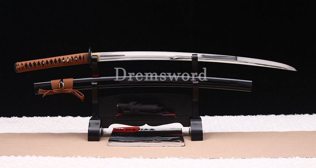 41" 1095 High Carbon Steel Katana Japanese Samurai Functional Battle Sword O-KISSAKI UNOKUBI-ZUKURI Black