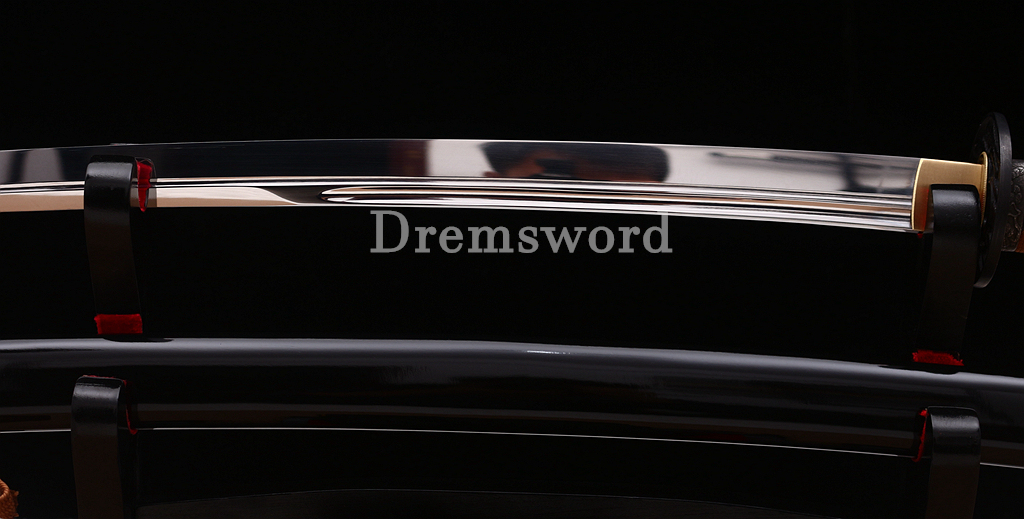 41" 1095 High Carbon Steel Katana Japanese Samurai Functional Battle Sword UNOKUBI-ZUKURI Black and Brown
