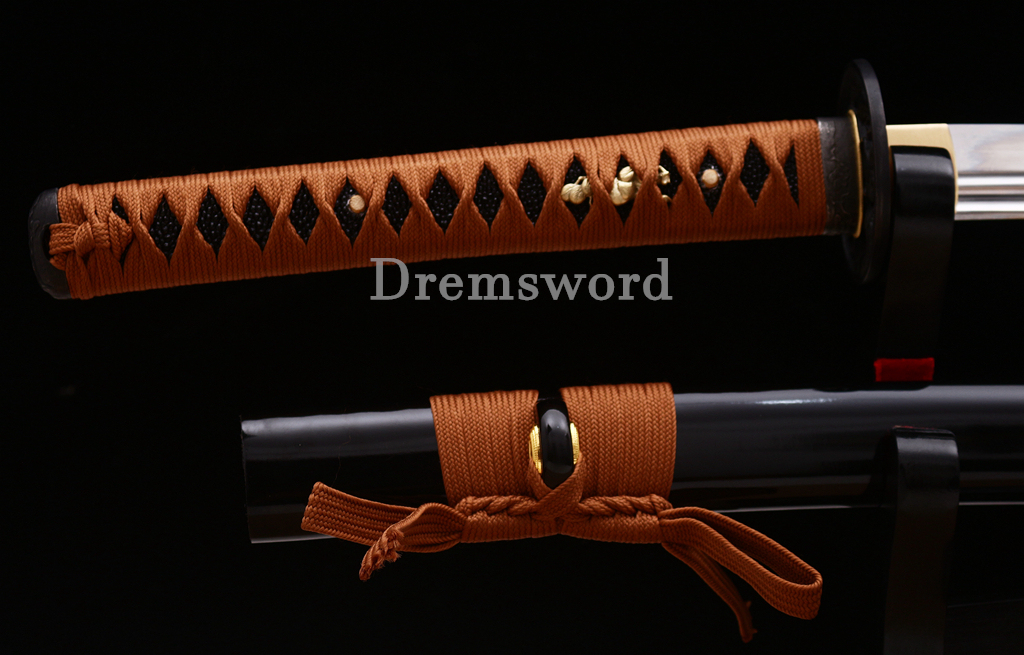 41" 1095 High Carbon Steel Katana Japanese Samurai Functional Battle Sword UNOKUBI-ZUKURI Black and Brown