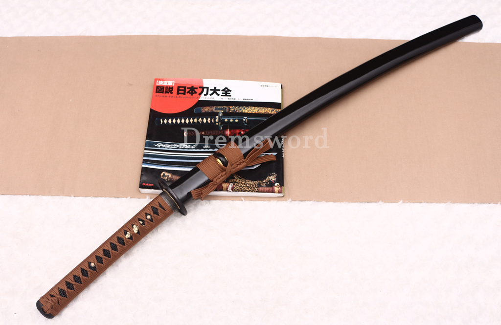 41" 1095 High Carbon Steel Katana Japanese Samurai Functional Battle Sword UNOKUBI-ZUKURI Black and Brown
