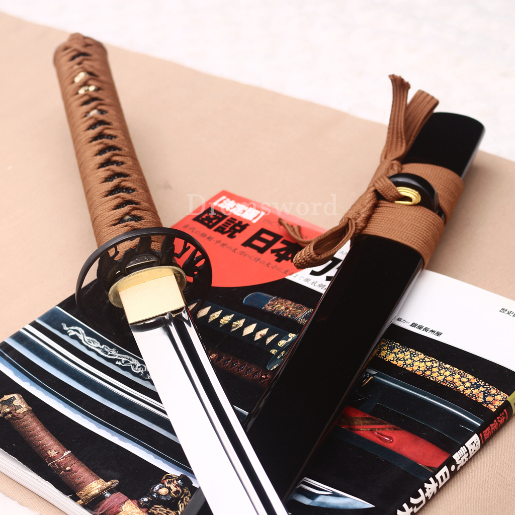41" 1095 High Carbon Steel Katana Japanese Samurai Functional Battle Sword UNOKUBI-ZUKURI Black and Brown