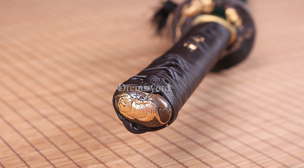 Handmade 1095 High Carbon Steel Blade Katana Japanese Samurai Sword Battle Ready SHINOGI-ZUKURI Green