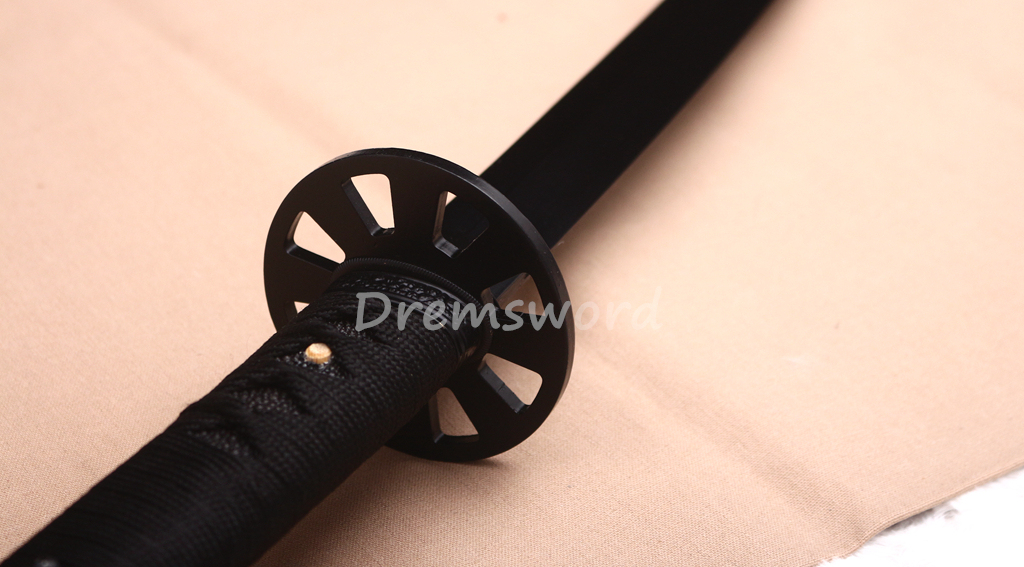 43"Damascus Folded Steel Nodachi Long Katana Shobu-Zukuri Japanese Samurai Sword Black
