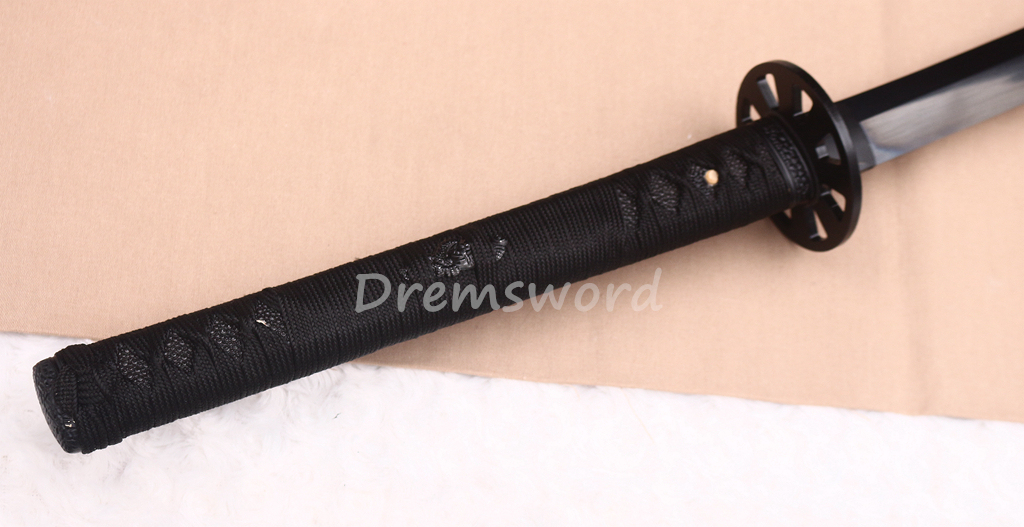 43"Damascus Folded Steel Nodachi Long Katana Shobu-Zukuri Japanese Samurai Sword Black