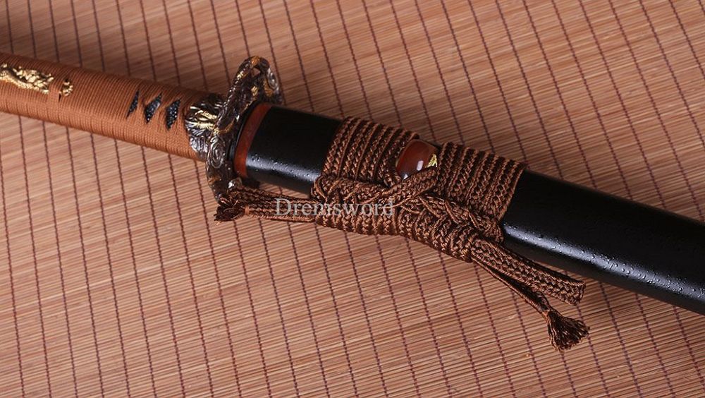 Handmade 1095 High Carbon Steel Blade Katana Japanese Samurai Sword Ox Horn Saya SHINOGI-ZUKURI Black