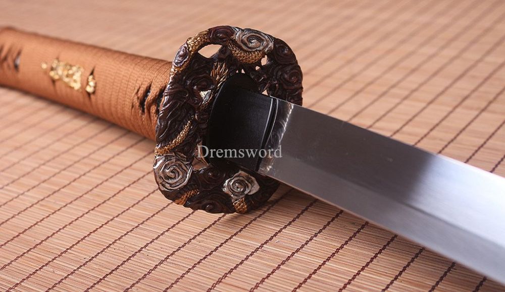 Handmade 1095 High Carbon Steel Blade Katana Japanese Samurai Sword Ox Horn Saya SHINOGI-ZUKURI Black
