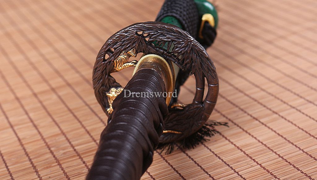 Handmade 1095 High Carbon Steel Blade Katana Japanese Samurai Sword Battle Ready SHINOGI-ZUKURI Green