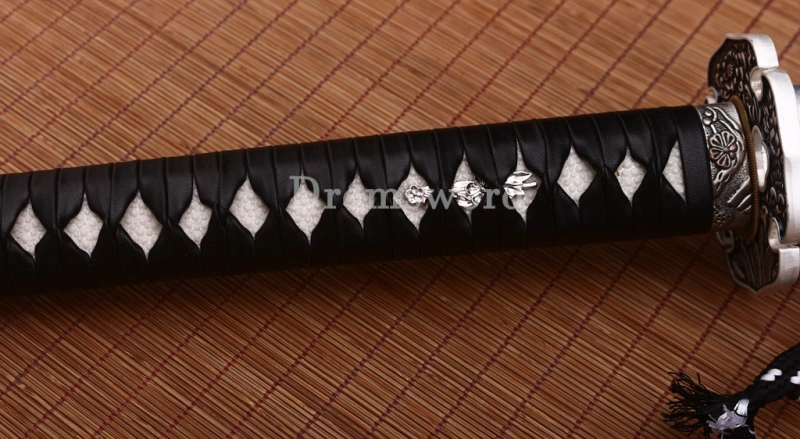 47" Damascus Folded Steel Nagamaki Japanese Samurai Katana Sword Battle Ready Shinogi Zukuri real sharp sword Black