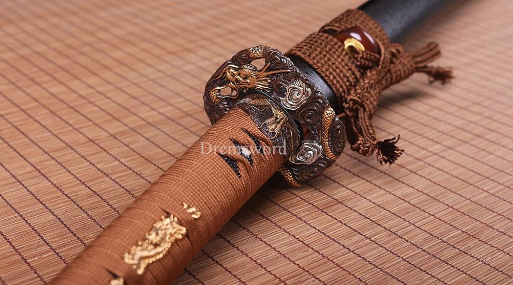 Handmade 1095 High Carbon Steel Blade Katana Japanese Samurai Sword Ox Horn Saya SHINOGI-ZUKURI Black