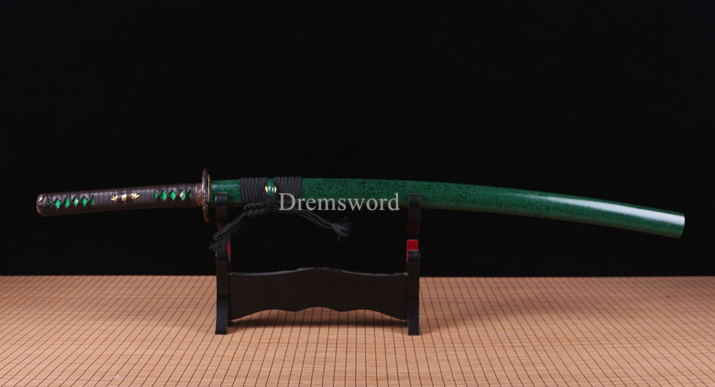 Handmade 1095 High Carbon Steel Blade Katana Japanese Samurai Sword Battle Ready SHINOGI-ZUKURI Green