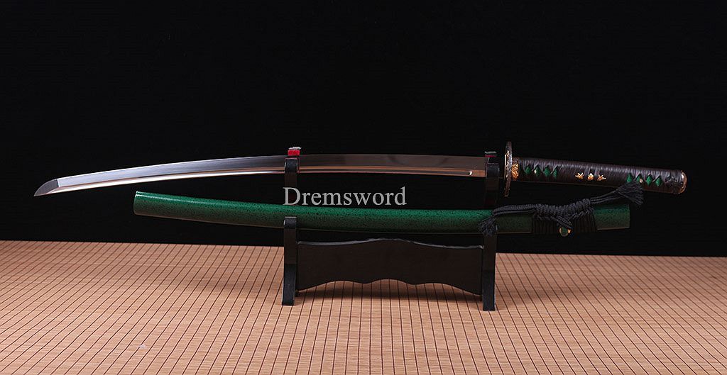 Handmade 1095 High Carbon Steel Blade Katana Japanese Samurai Sword Battle Ready SHINOGI-ZUKURI Green