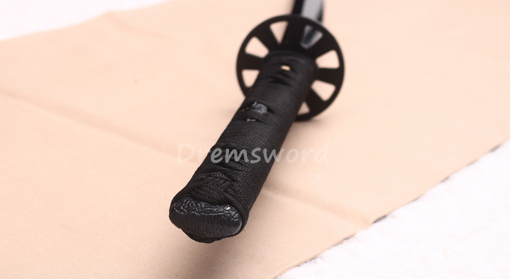 43"Damascus Folded Steel Nodachi Long Katana Shobu-Zukuri Japanese Samurai Sword Black