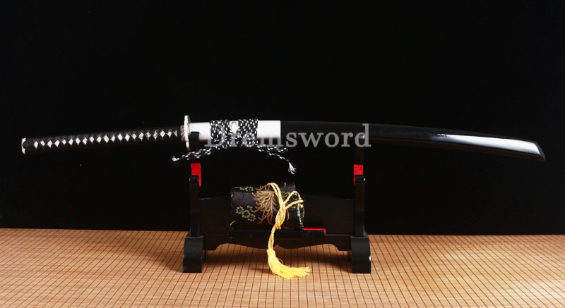 47" Damascus Folded Steel Nagamaki Japanese Samurai Katana Sword Battle Ready Shinogi Zukuri real sharp sword Black
