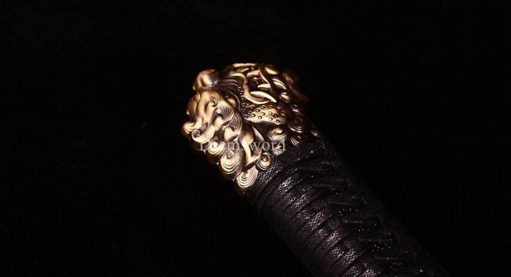 Damascus Folded Steel Chinese Traditional Qing Dao Sharp O-Kiassaki Ebony Saya UNOKUBI-ZUKURI Black