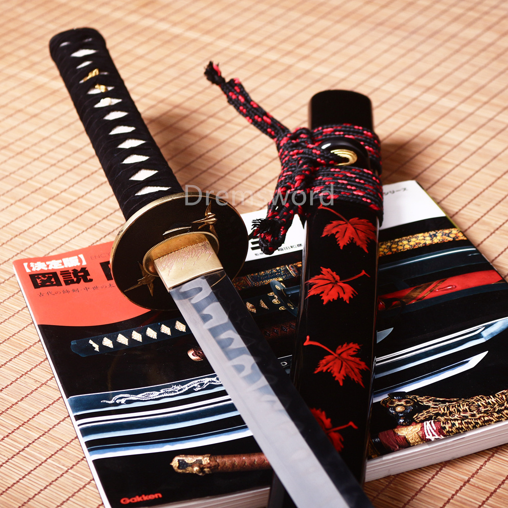 T10 Steel Clay Tempered Hitatsura Katana Japanese Samurai Sword Battle Ready Shinogi Zukuri Full Tang Black