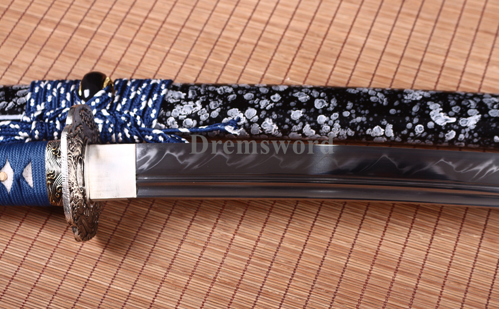 Hand Forge T10 Steel Clay Tempered Naginata Japanese Samurai Battle Sword Sharp Shinogi Zukuri Full Tang Blue