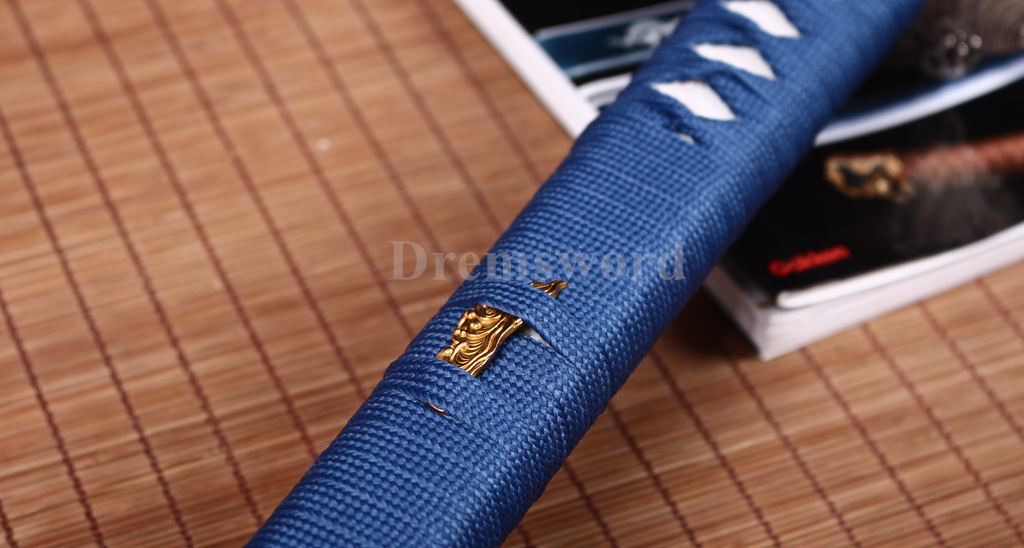 Hand Forge T10 Steel Clay Tempered Naginata Japanese Samurai Battle Sword Sharp Shinogi Zukuri Full Tang Blue