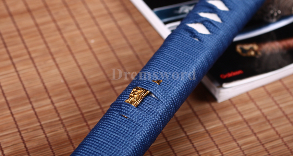 Hand Forge T10 Steel Clay Tempered Naginata Japanese Samurai Battle Sword Sharp Shinogi Zukuri Full Tang Blue