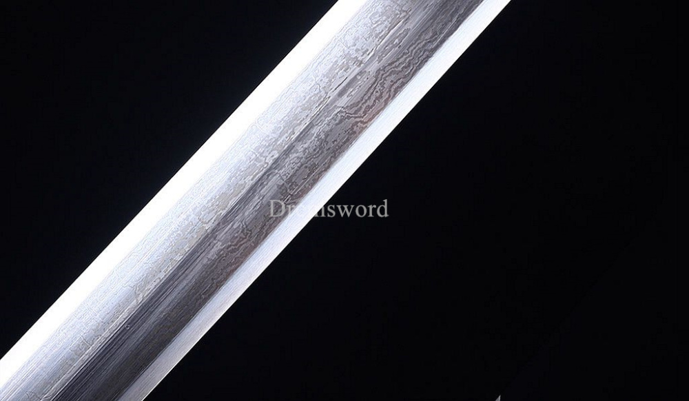 Damascus Folded Steel Han Jian Traditional Chinese Sword Handmade Rosewood Saya Ken Real Sharp Sword Red And Yellow