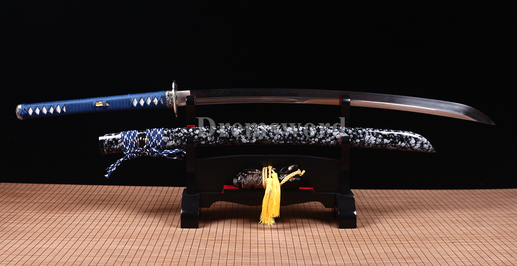 Hand Forge T10 Steel Clay Tempered Naginata Japanese Samurai Battle Sword Sharp Shinogi Zukuri Full Tang Blue