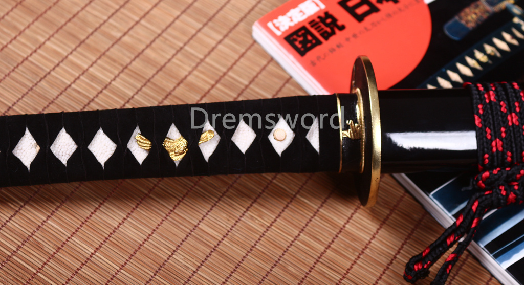 T10 Steel Clay Tempered Hitatsura Katana Japanese Samurai Sword Battle Ready Shinogi Zukuri Full Tang Black