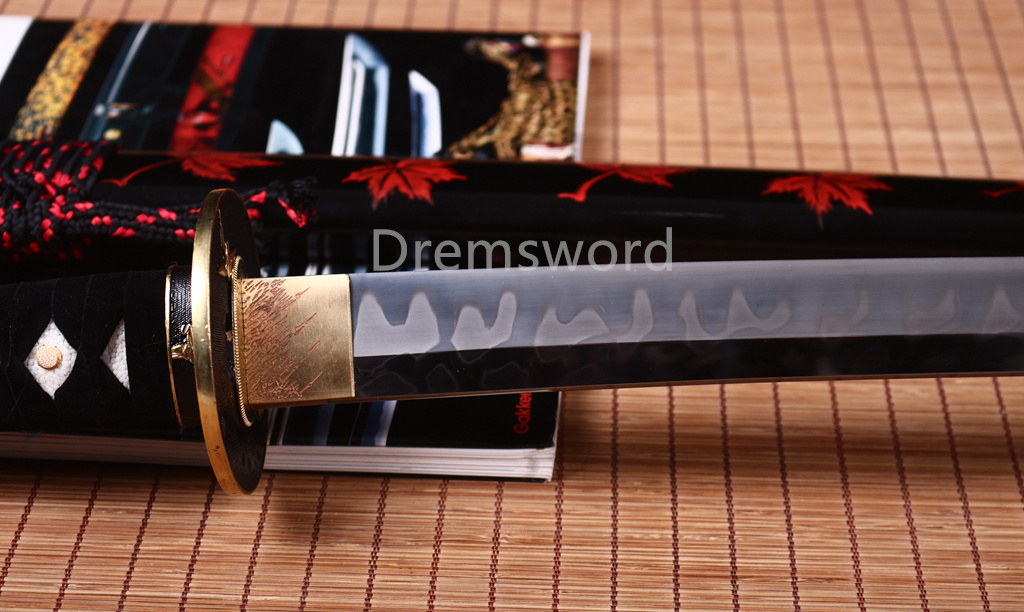 T10 Steel Clay Tempered Hitatsura Katana Japanese Samurai Sword Battle Ready Shinogi Zukuri Full Tang Black