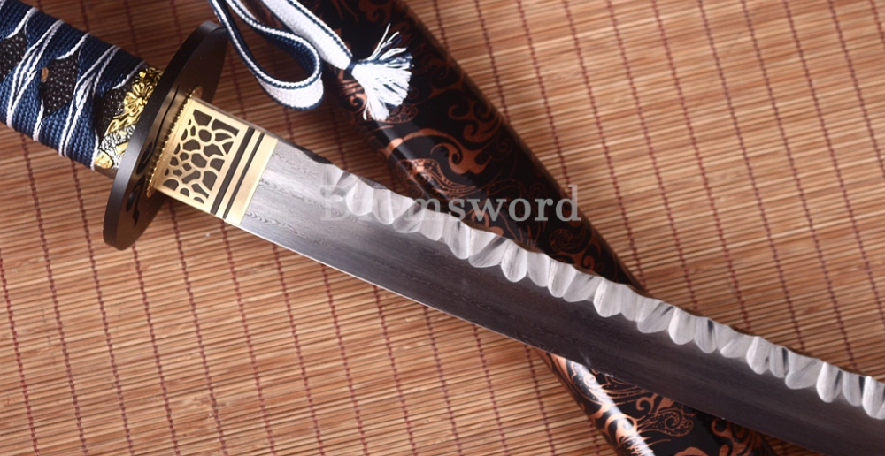 Samurai Blade Pattern Damascus Folded Steel Hand Hammering Pattern Blade Katana Japanese ...