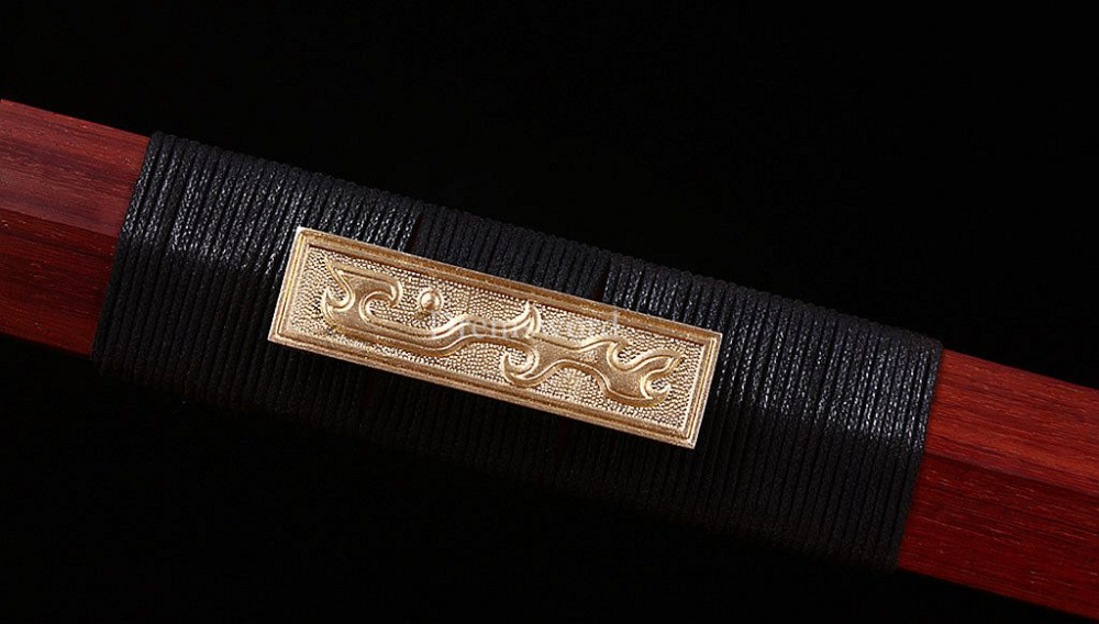 Damascus Folded Steel Han Jian Traditional Chinese Sword Handmade Rosewood Saya Ken Real Sharp Sword Red And Yellow