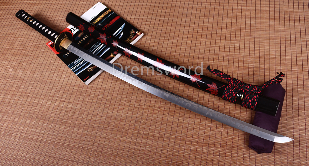 T10 Steel Clay Tempered Hitatsura Katana Japanese Samurai Sword Battle Ready Shinogi Zukuri Full Tang Black