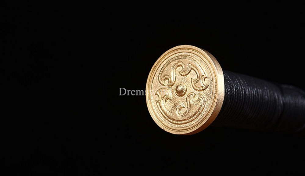 Damascus Folded Steel Han Jian Traditional Chinese Sword Handmade Rosewood Saya Ken Real Sharp Sword Red And Yellow
