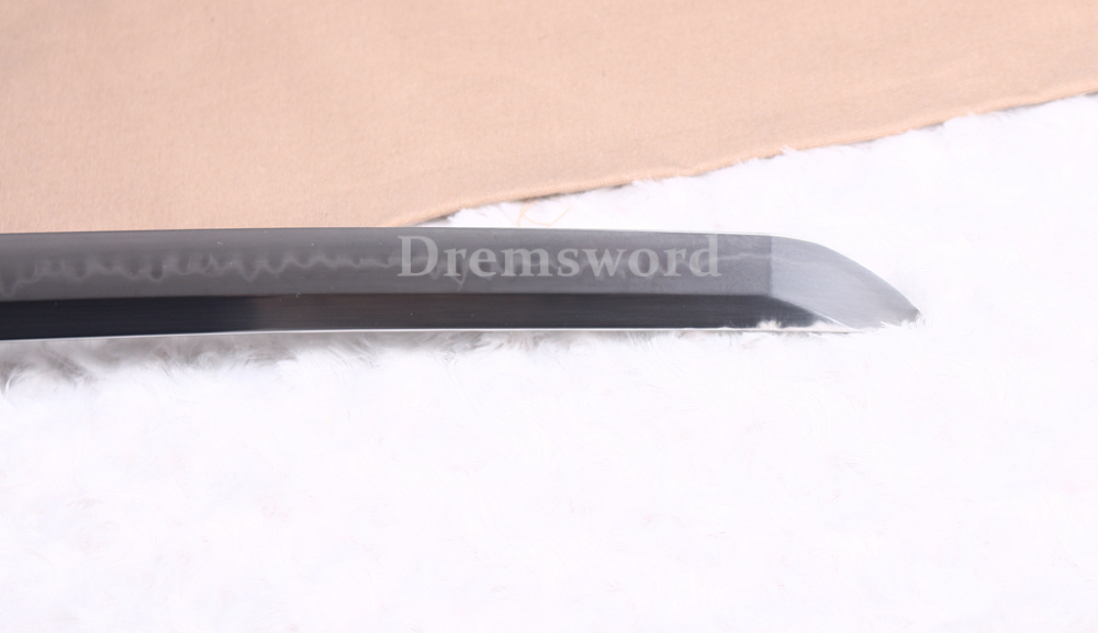 T10 Steel Clay Tempered Katana Japanese Samurai Sword Hada Polishing Choji Hamon Shinogi Zukuri Full Tang Black
