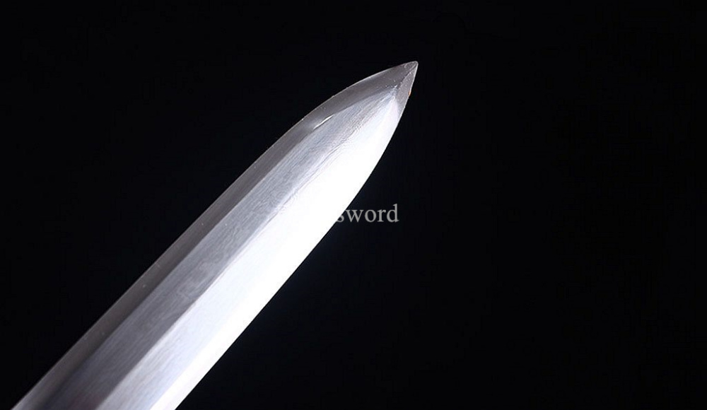 Damascus Folded Steel Han Jian Traditional Chinese Sword Handmade Rosewood Saya Ken Real Sharp Sword Red And Yellow