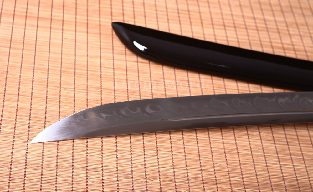 T10 Steel Clay Tempered Nagamaki Japanese Samurai Sword Real Choji Hamon Black Shinogi Zukuri Full Tang