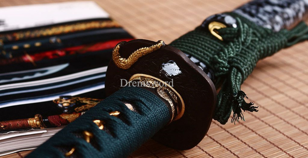 Hand Forge T10 Clay Tempered Steel Nagamaki Japanese Samurai Sword Battle Ready Shinogi Zukuri Full Tang Black And White