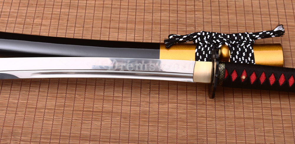 T10 Steel Clay Tempered Nagamaki Japanese Samurai Sword Real Choji Hamon Black Shinogi Zukuri Full Tang