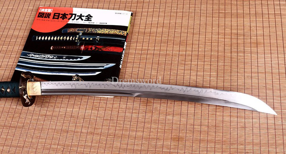 Hand Forge T10 Clay Tempered Steel Nagamaki Japanese Samurai Sword Battle Ready Shinogi Zukuri Full Tang Black And White
