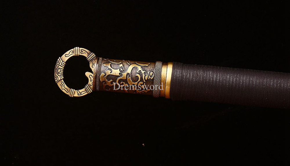 Handmade T10 Steel Clay Tempered Chinese Traditional Tang Dao KAMASU Kissaki KIRIHA-ZUKURI Full Tang Brown