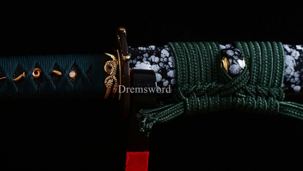Hand Forge T10 Clay Tempered Steel Nagamaki Japanese Samurai Sword Battle Ready Shinogi Zukuri Full Tang Black And White