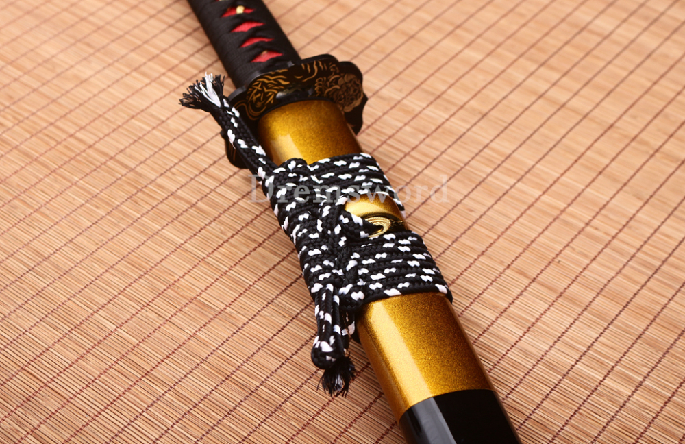 T10 Steel Clay Tempered Nagamaki Japanese Samurai Sword Real Choji Hamon Black Shinogi Zukuri Full Tang