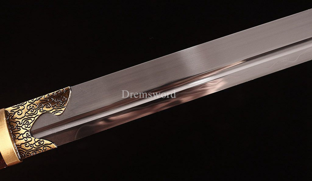 Handmade T10 Steel Clay Tempered Chinese Traditional Tang Dao KAMASU Kissaki KIRIHA-ZUKURI Full Tang Brown