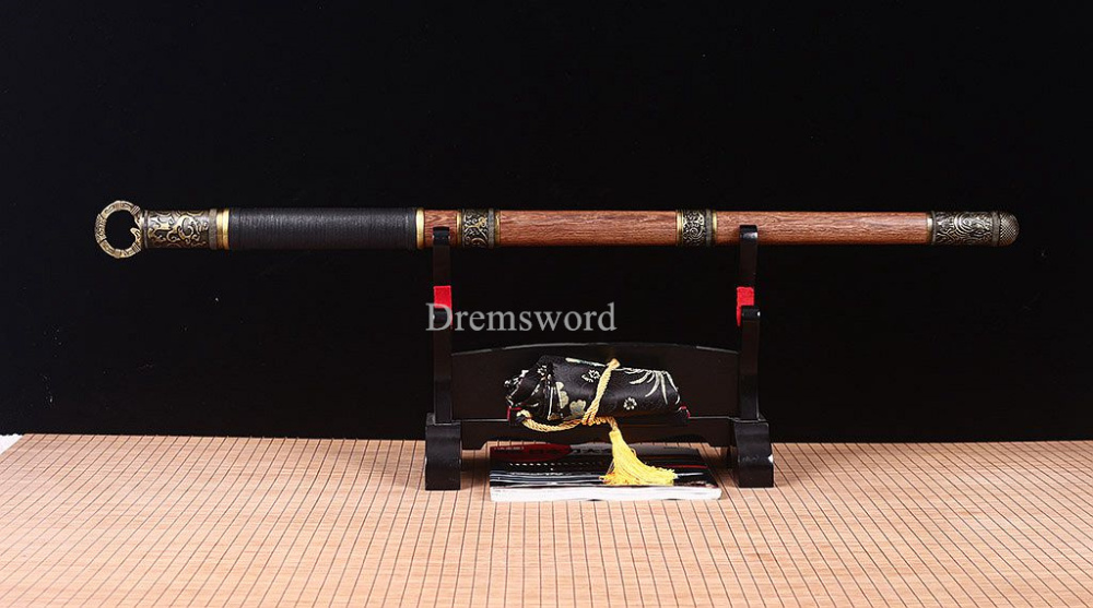 Handmade T10 Steel Clay Tempered Chinese Traditional Tang Dao KAMASU Kissaki KIRIHA-ZUKURI Full Tang Brown