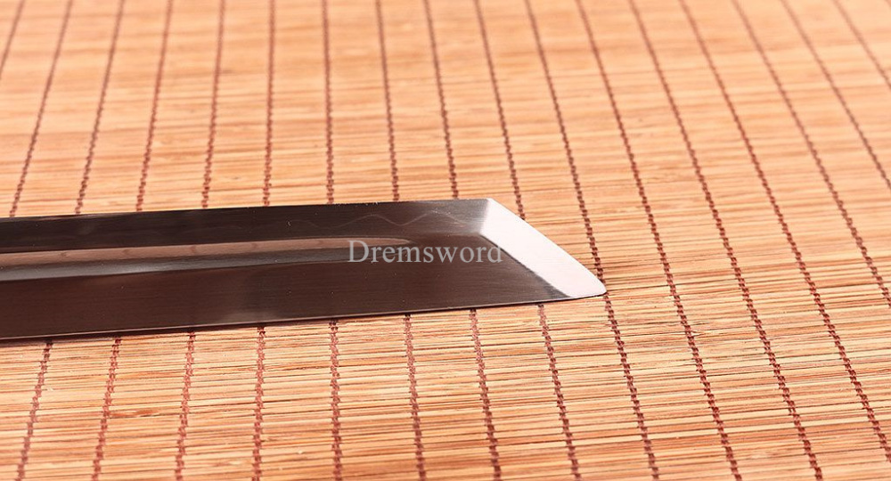 Handmade T10 Steel Clay Tempered Chinese Traditional Tang Dao KAMASU Kissaki KIRIHA-ZUKURI Full Tang Brown